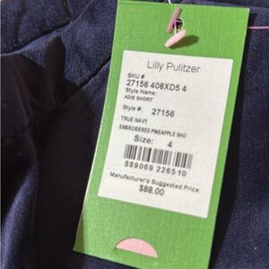 Lilly Pulitzer True Navy Embroidered Pineapple Shorts